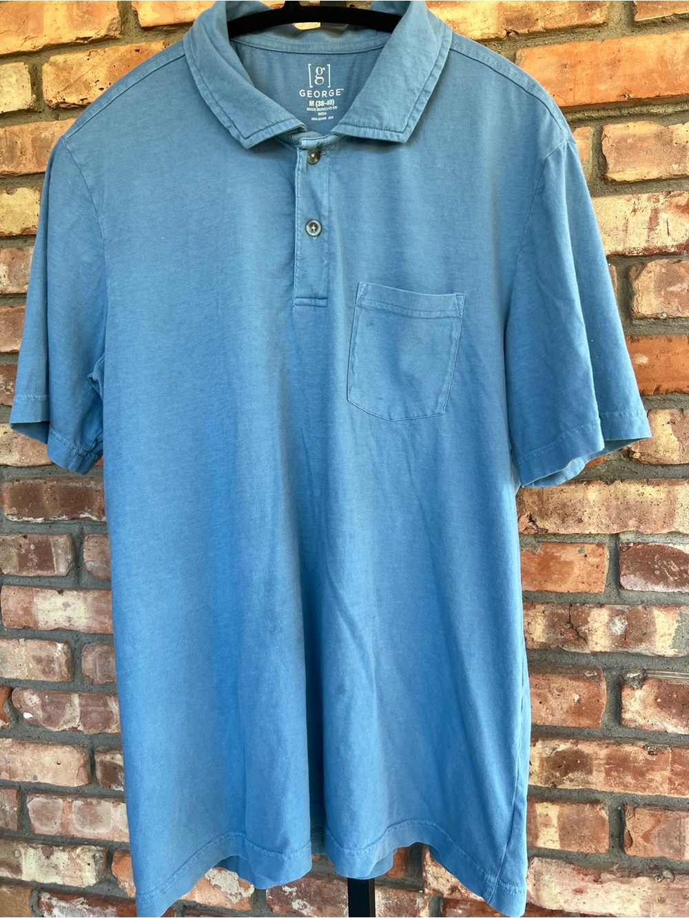George Light Blue Short-Sleeve Polo with Chest Pocket